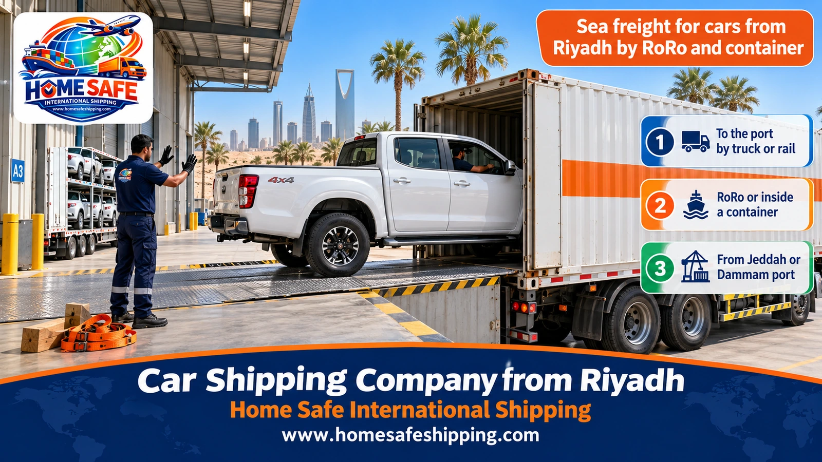 Sea freight for cars from Riyadh by RoRo and container