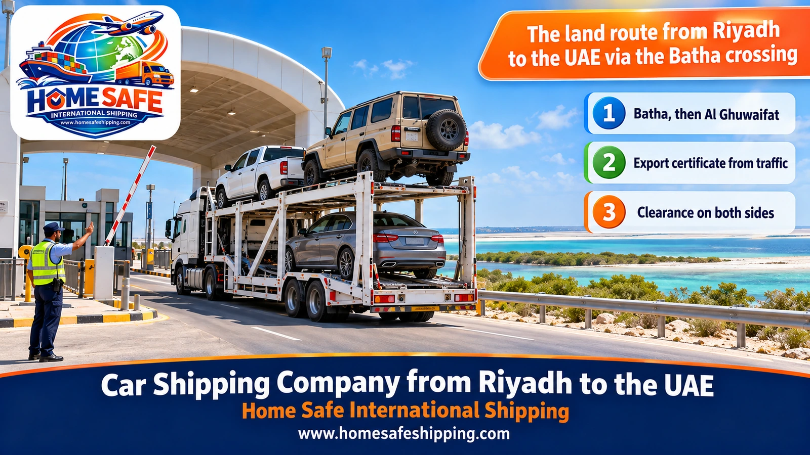 The land route from Riyadh to the UAE via the Batha crossing
