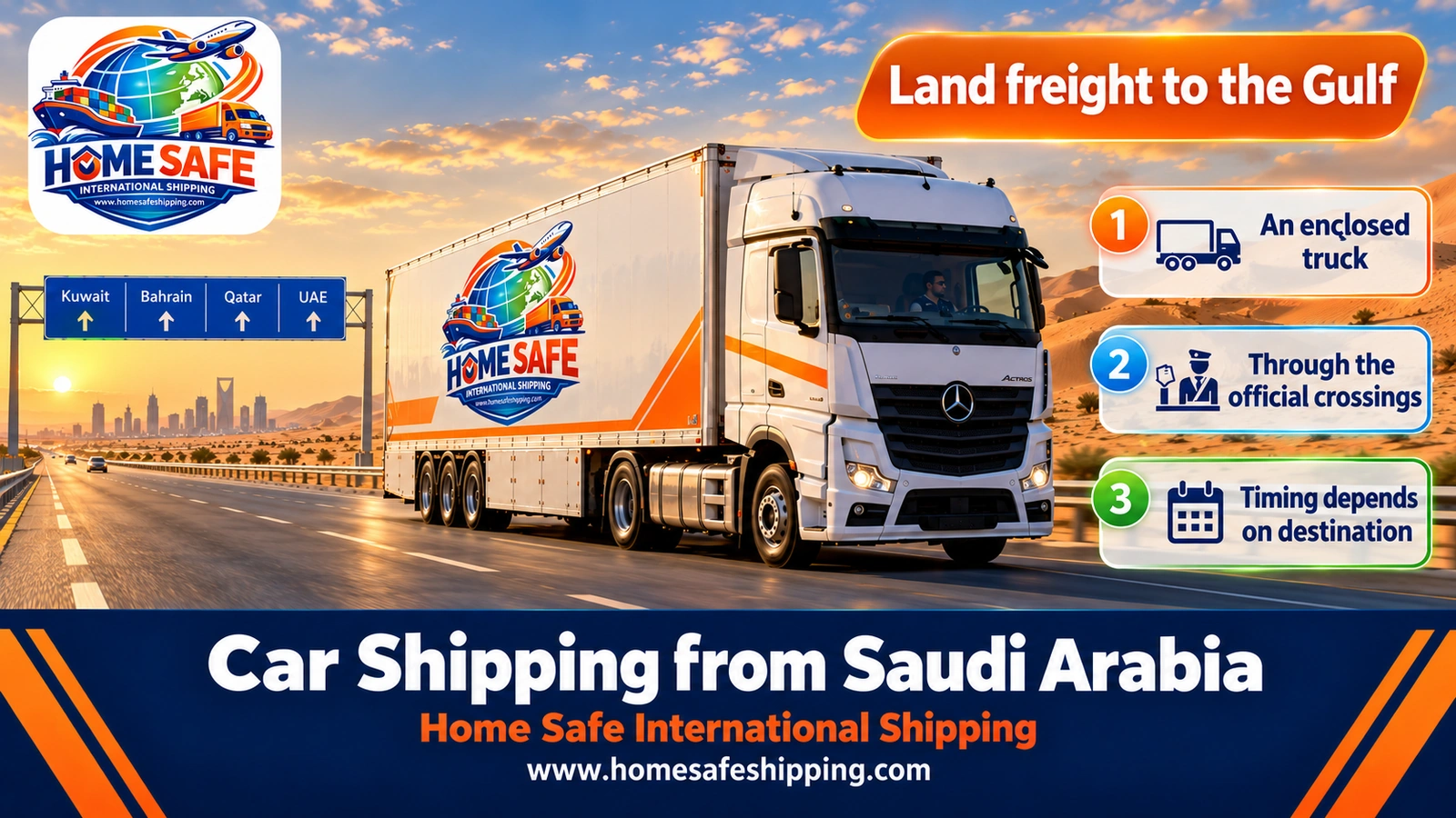 Car shipping by land from Saudi Arabia to the Gulf states
