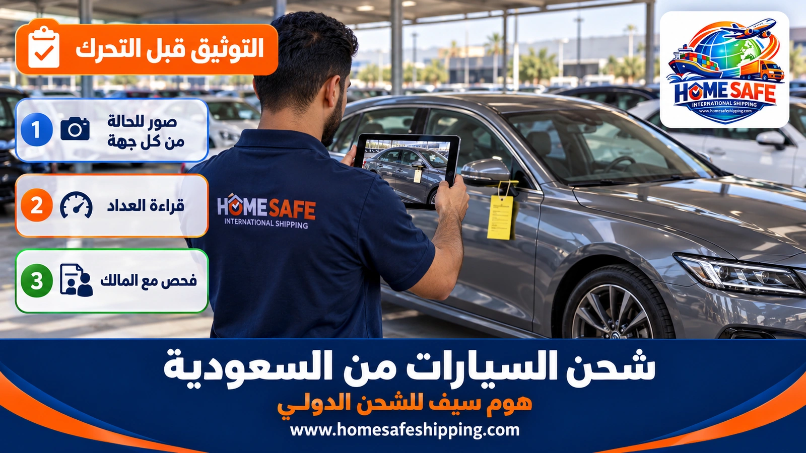 توثيق حالة السيارة قبل الشحن من السعودية