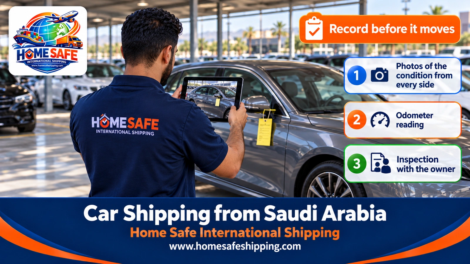Recording a car’s condition before shipping from Saudi Arabia