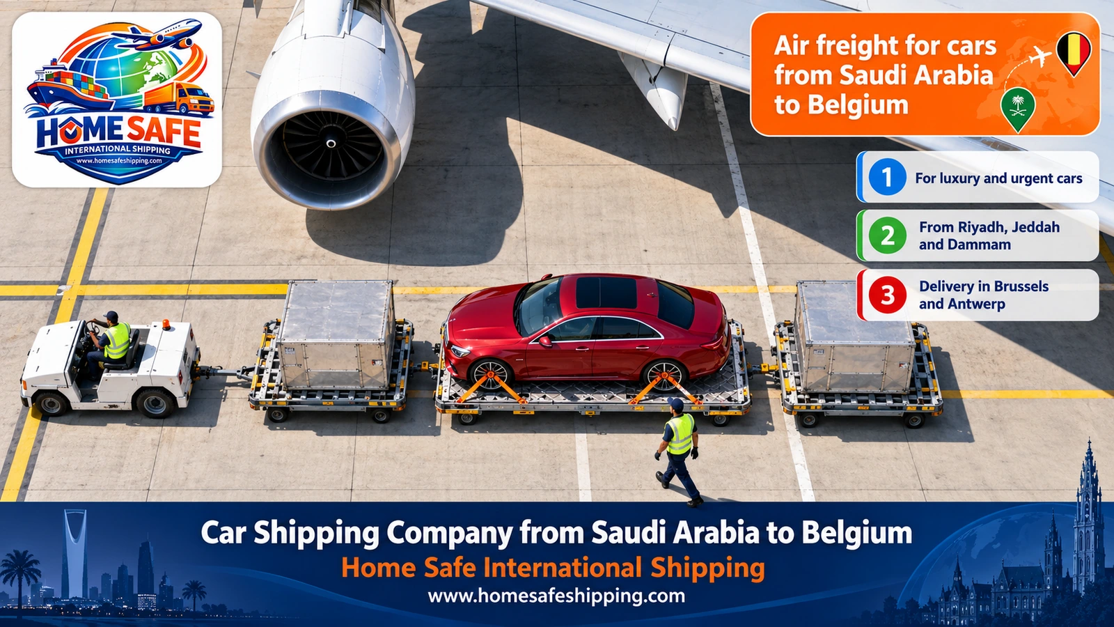 Air freight for cars from Saudi Arabia to Belgium