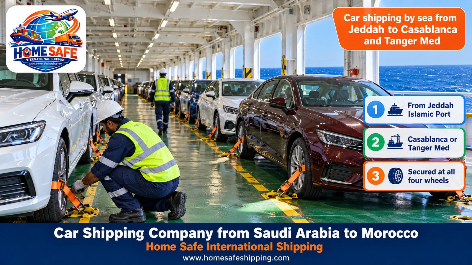 Car shipping by sea from Jeddah to Casablanca and Tanger Med