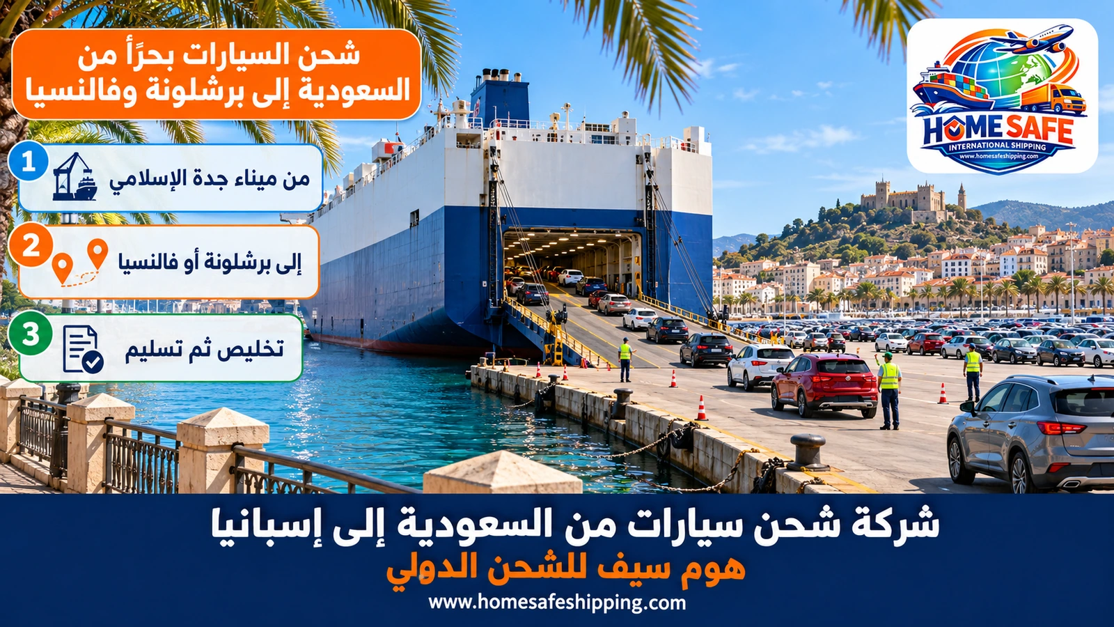 شحن السيارات بحراً من السعودية إلى برشلونة وفالنسيا