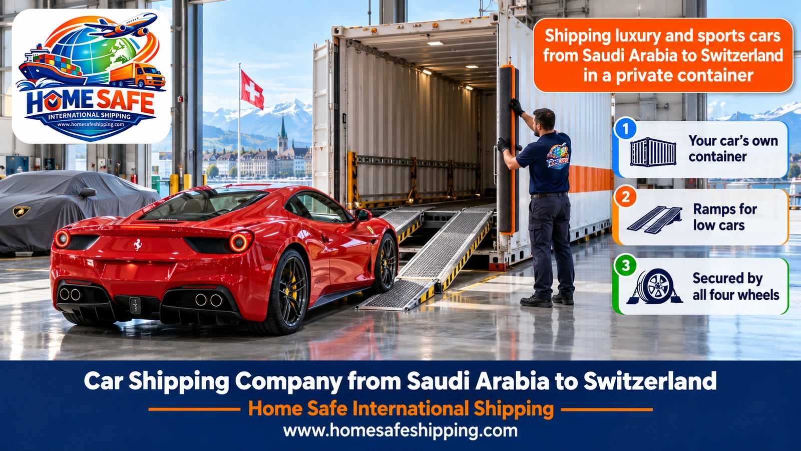 Shipping luxury and sports cars from Saudi Arabia to Switzerland in a private container