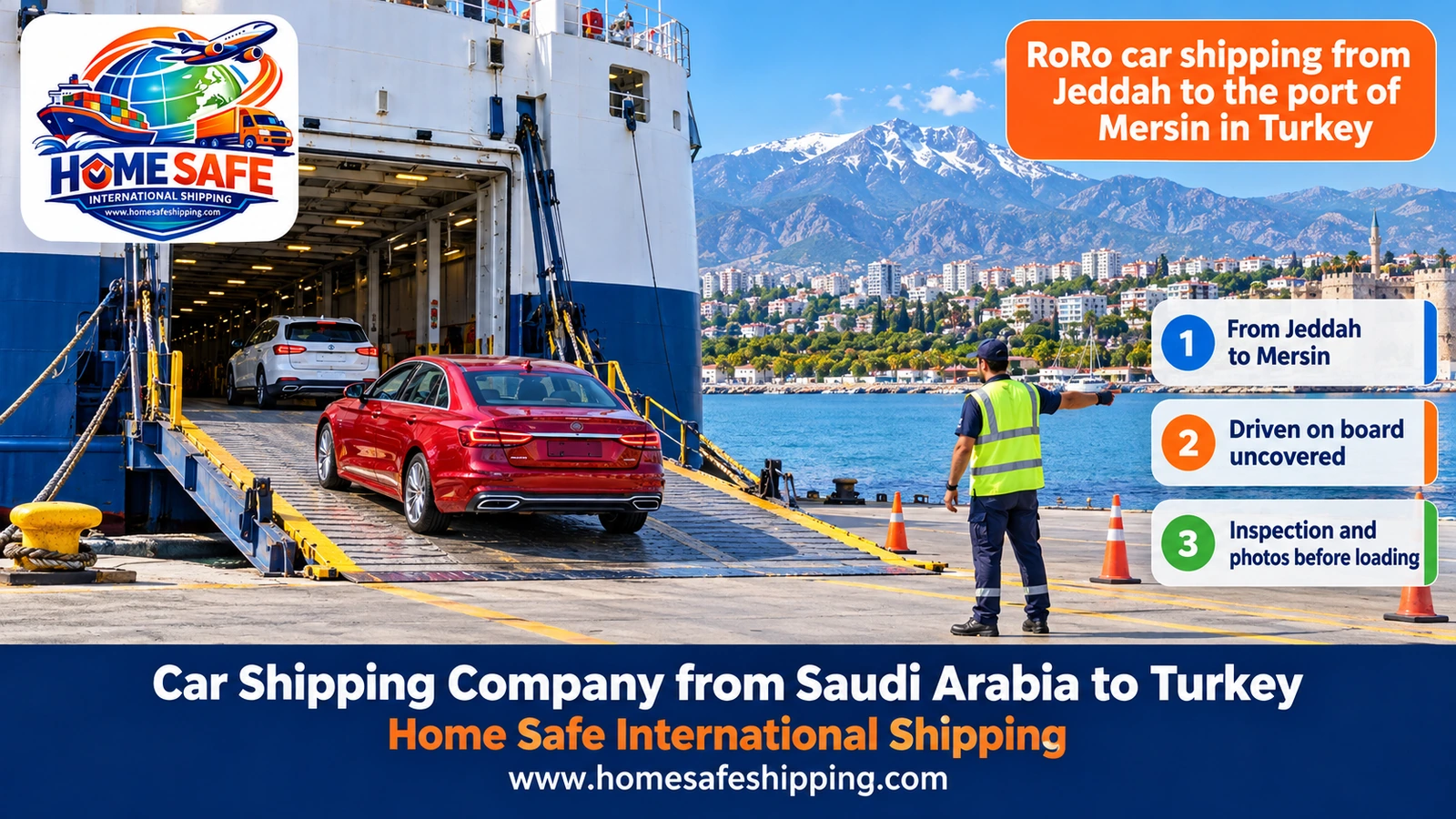 RoRo car shipping from Jeddah to the port of Mersin in Turkey