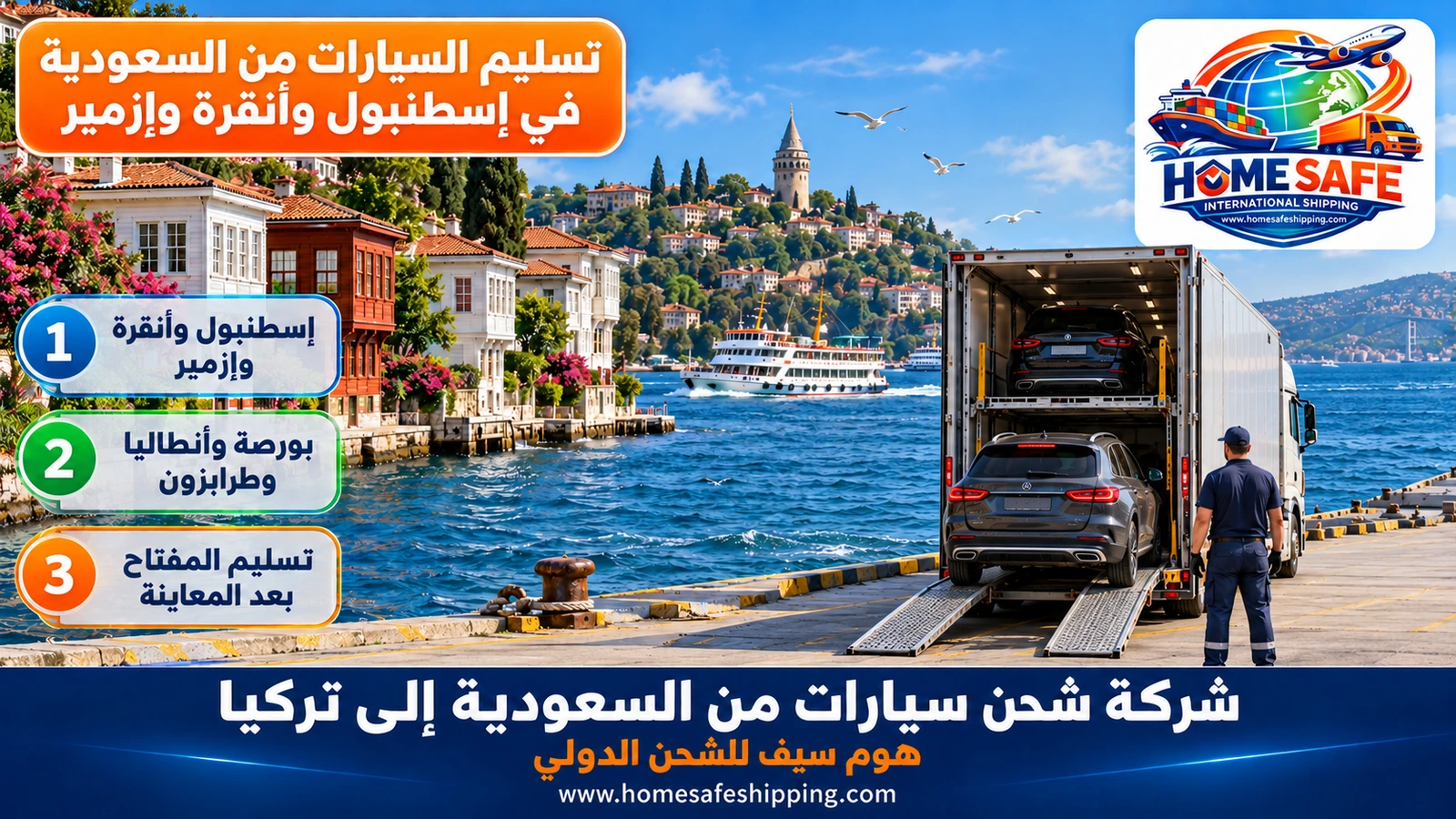 تسليم السيارات من السعودية في إسطنبول وأنقرة وإزمير