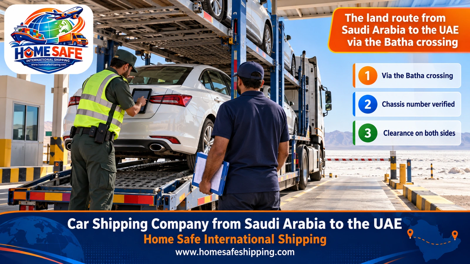 The land route from Saudi Arabia to the UAE via the Batha crossing