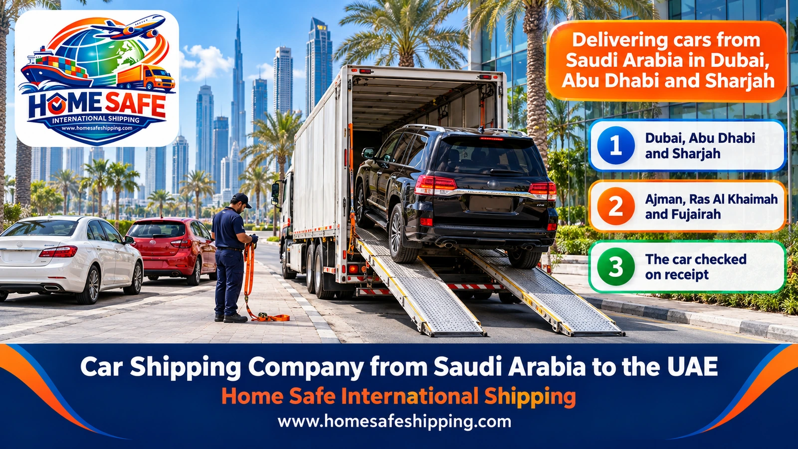 Delivering cars from Saudi Arabia in Dubai, Abu Dhabi and Sharjah