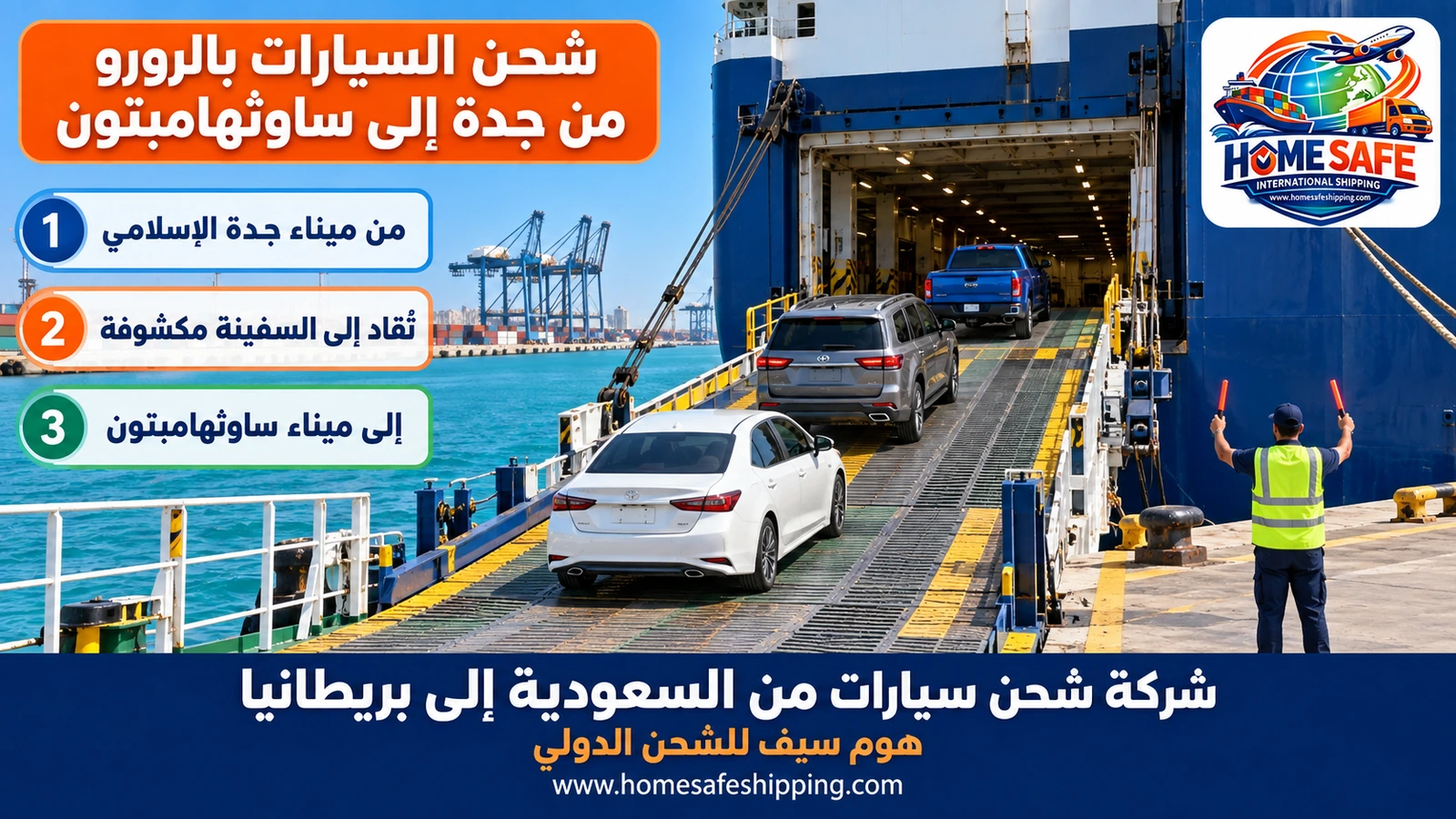 شحن السيارات بالرورو من جدة إلى ساوثهامبتون