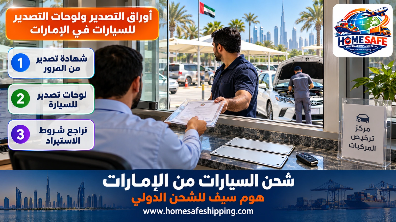 أوراق التصدير ولوحات التصدير للسيارات في الإمارات