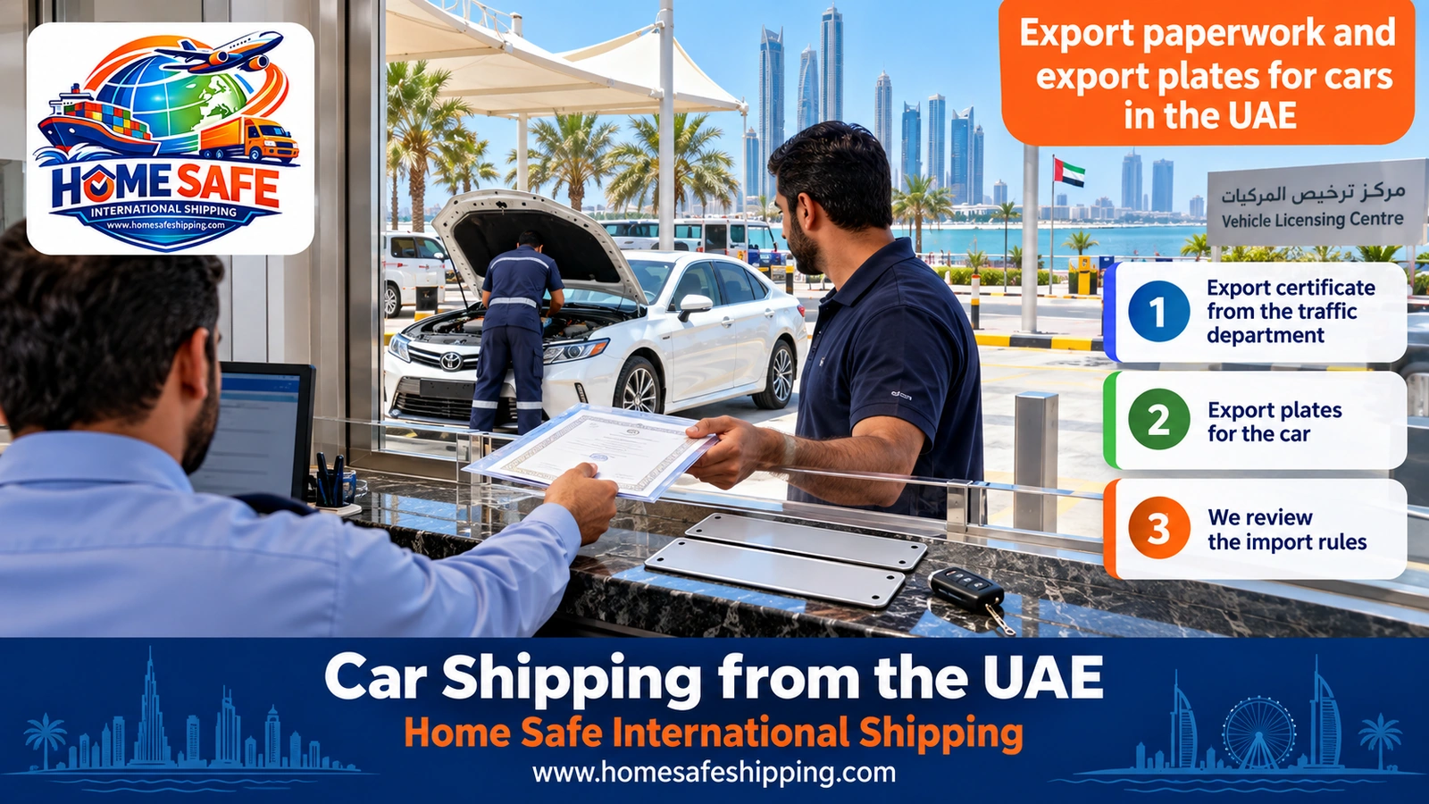 Export paperwork and export plates for cars in the UAE