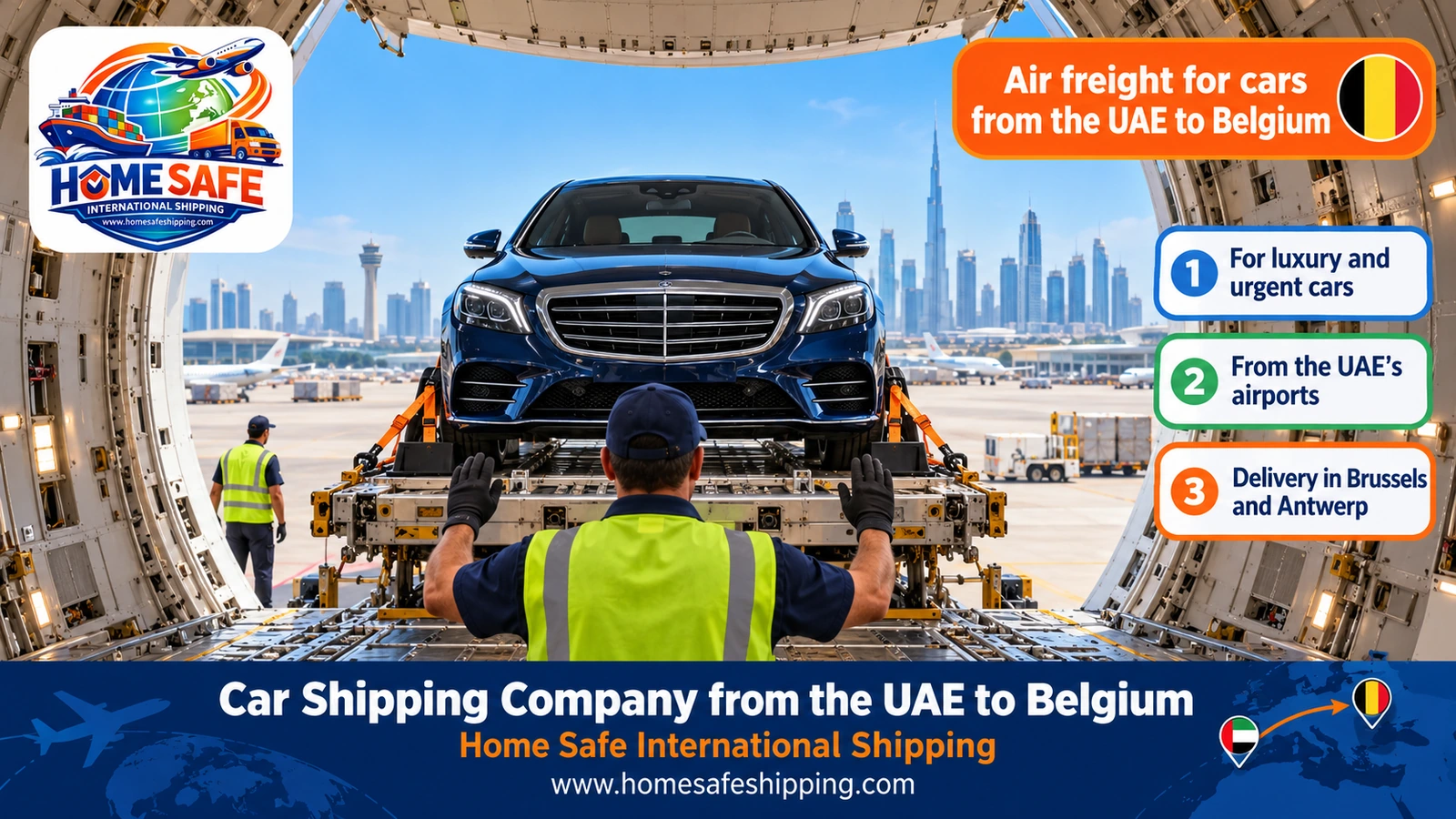 Air freight for cars from the UAE to Belgium