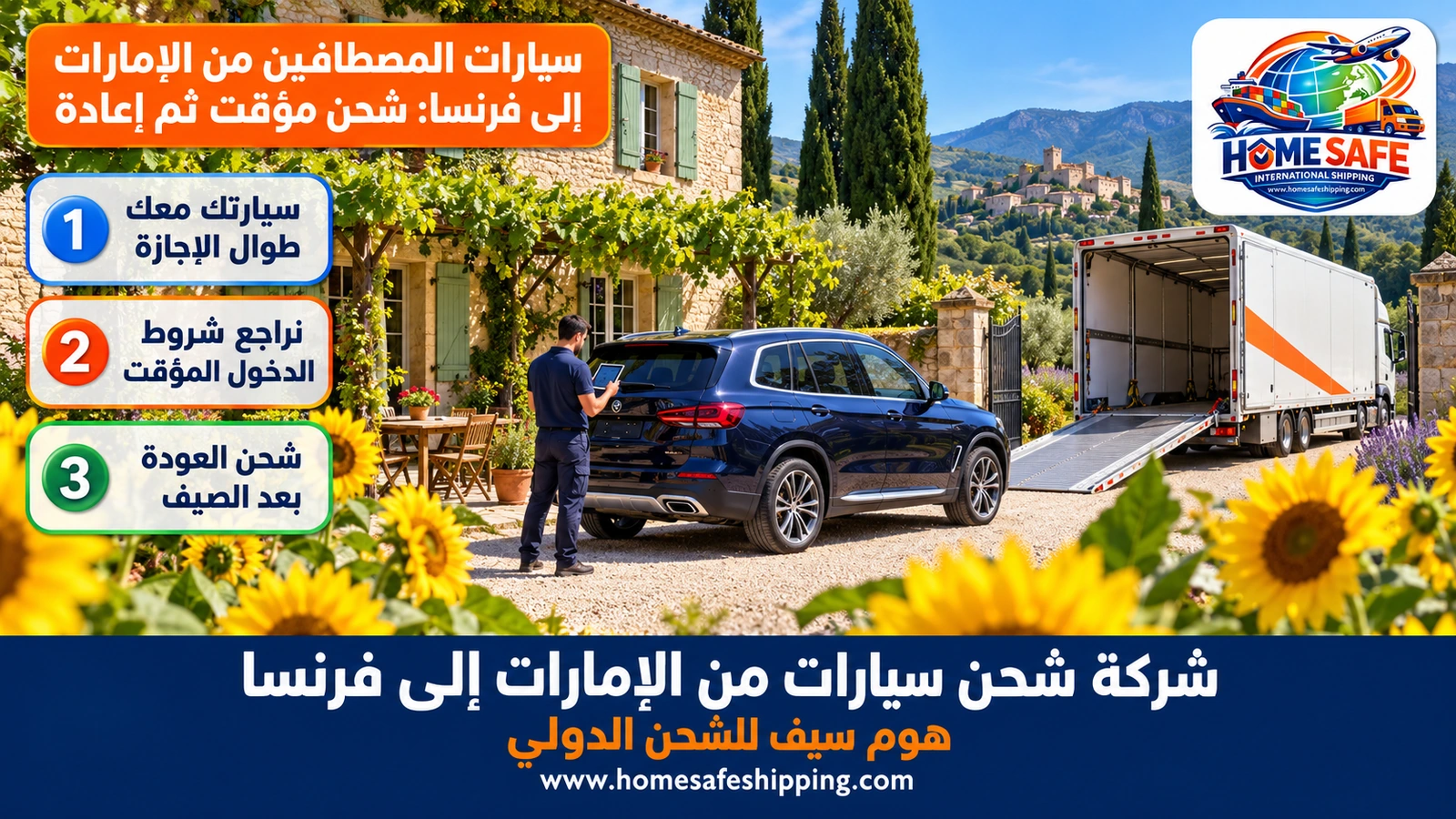 سيارات المصطافين من الإمارات إلى فرنسا: شحن مؤقت ثم إعادة