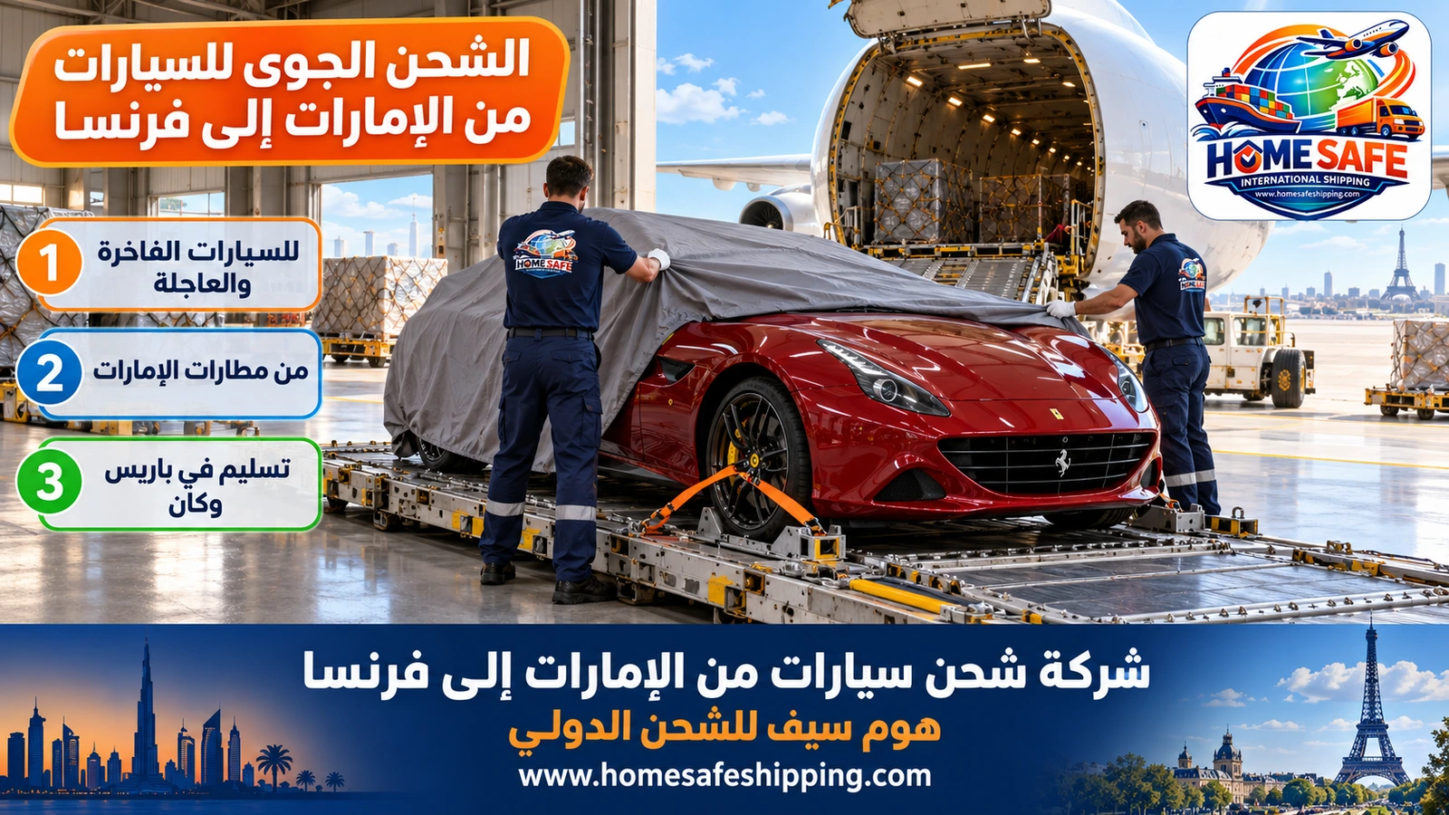 الشحن الجوي للسيارات من الإمارات إلى فرنسا