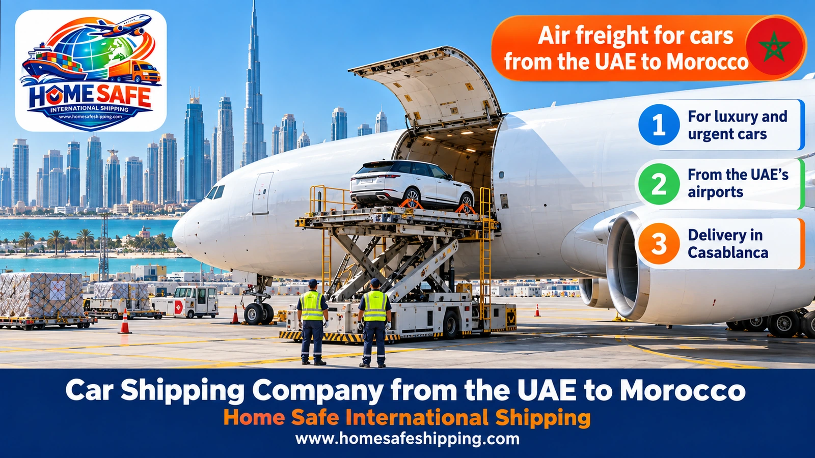 Air freight for cars from the UAE to Morocco