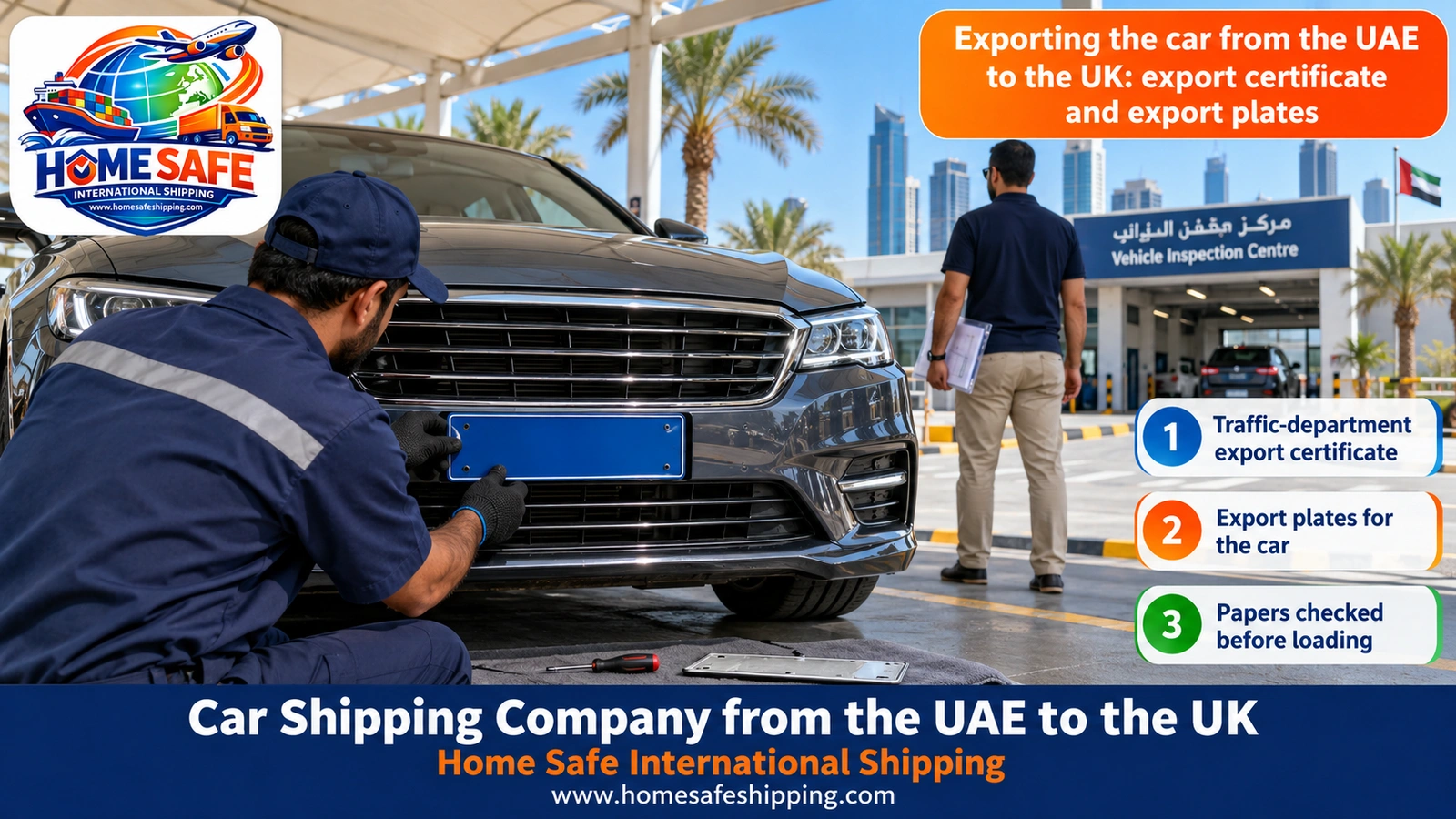 Exporting the car from the UAE to the UK: export certificate and export plates