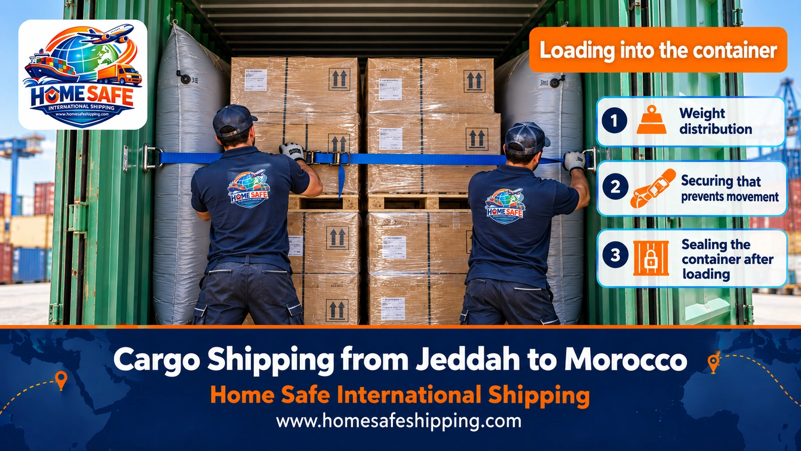 Loading goods into the container and securing them