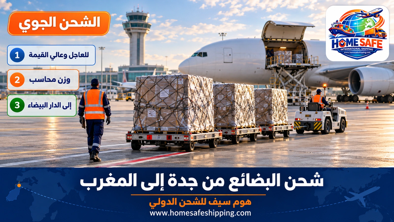 شحن البضائع جواً من جدة إلى الدار البيضاء