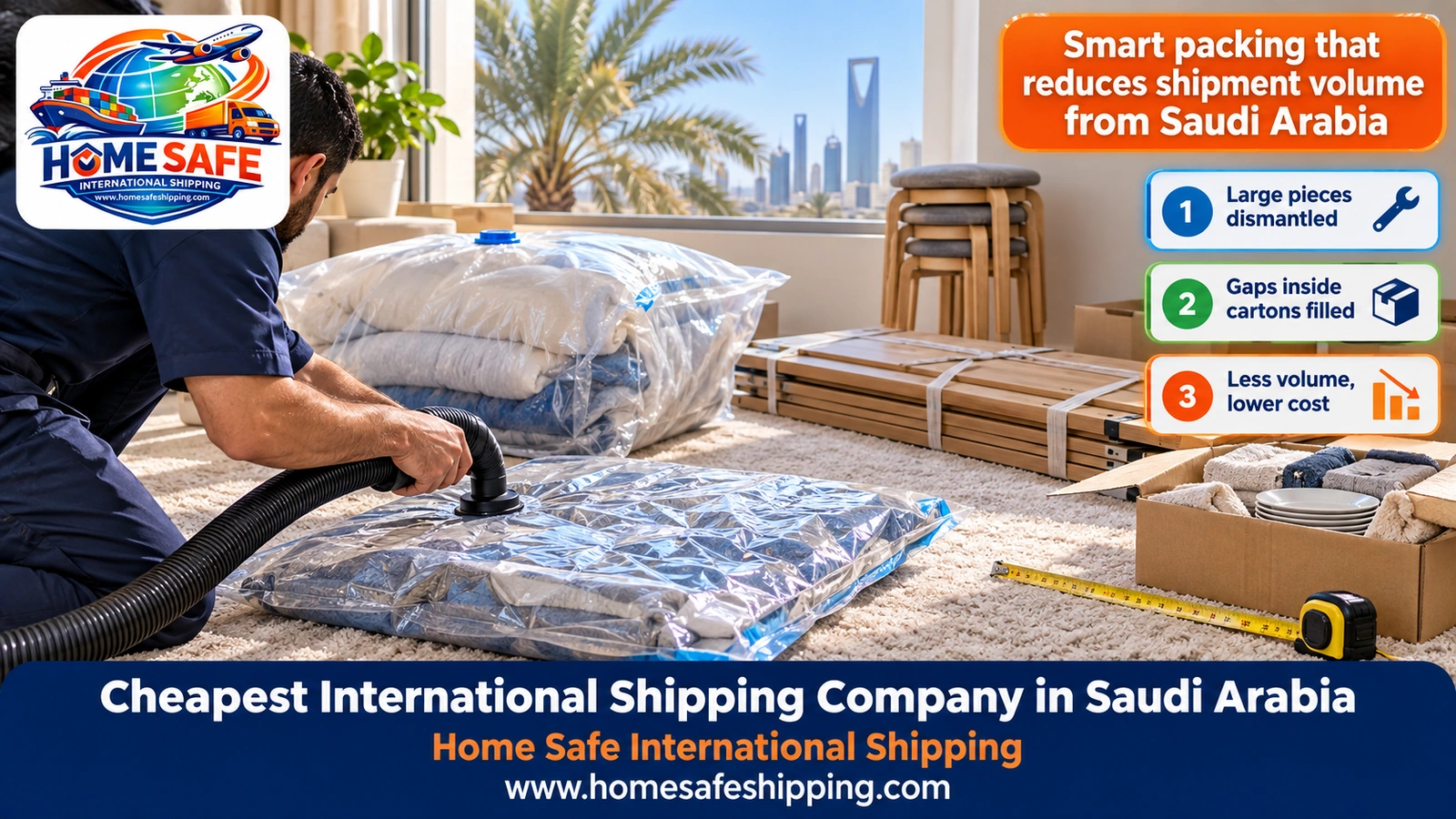 Smart packing that reduces shipment volume from Saudi Arabia