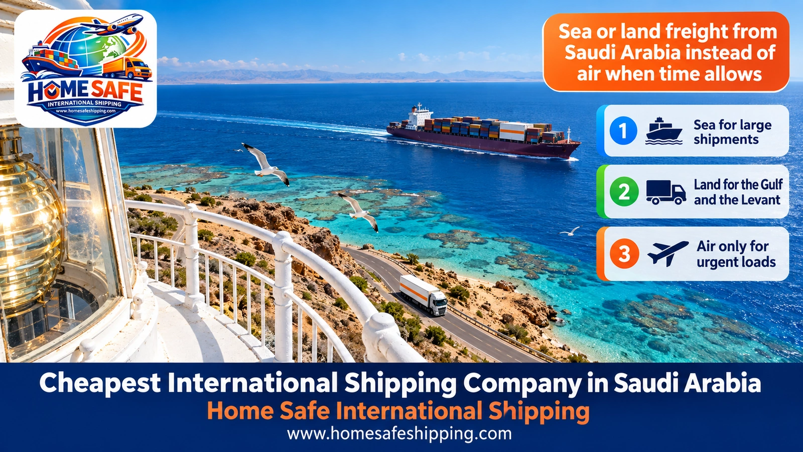 Sea or land freight from Saudi Arabia instead of air when time allows