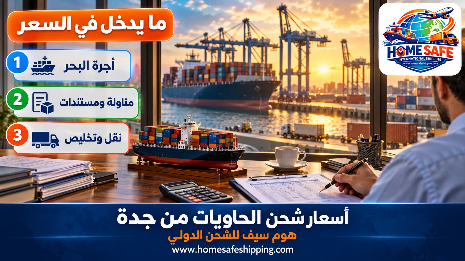 مكونات سعر شحن الحاوية من جدة