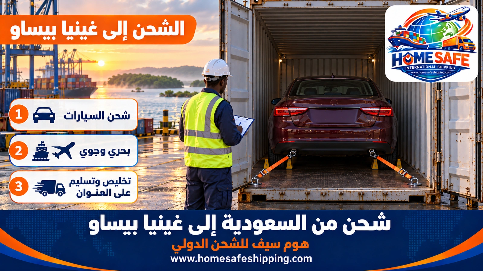 شحن من السعودية إلى غينيا بيساو