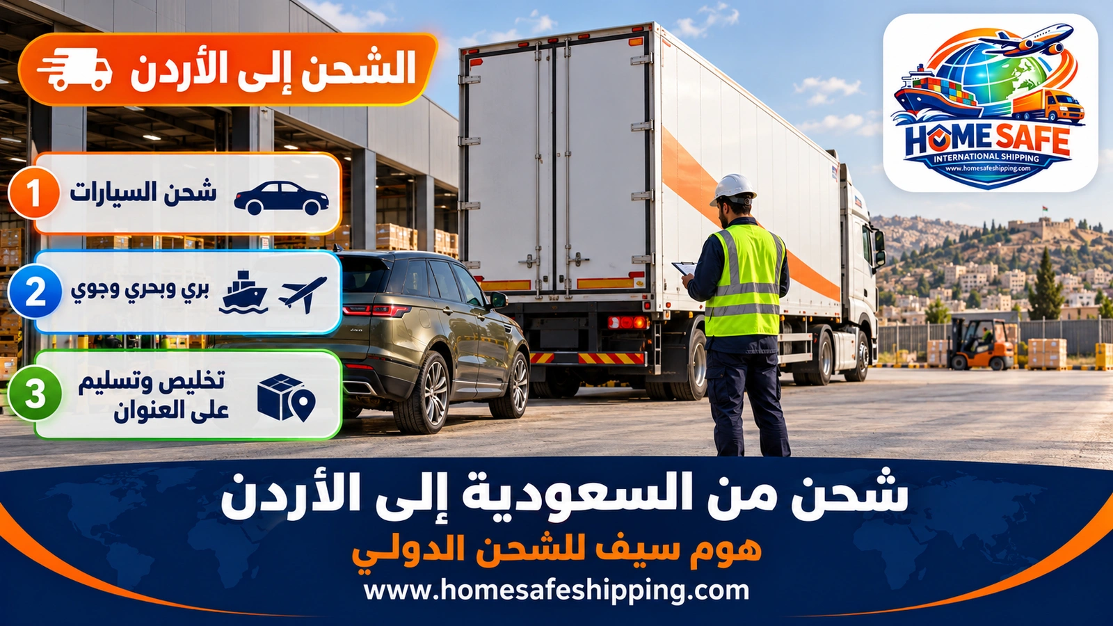 شحن من السعودية إلى الأردن