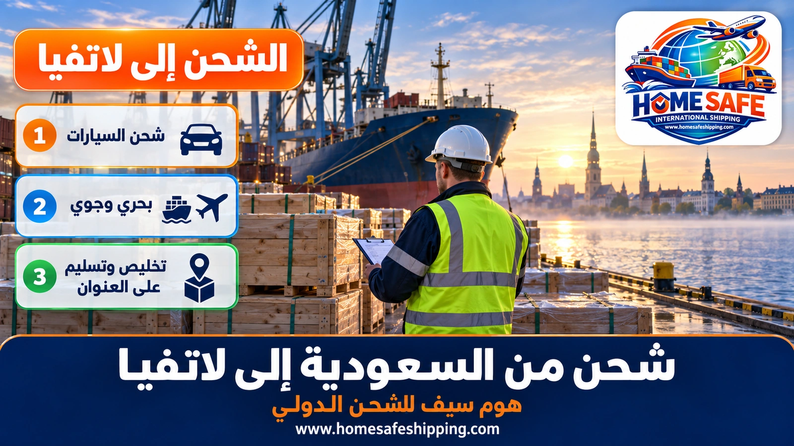شحن من السعودية إلى لاتفيا