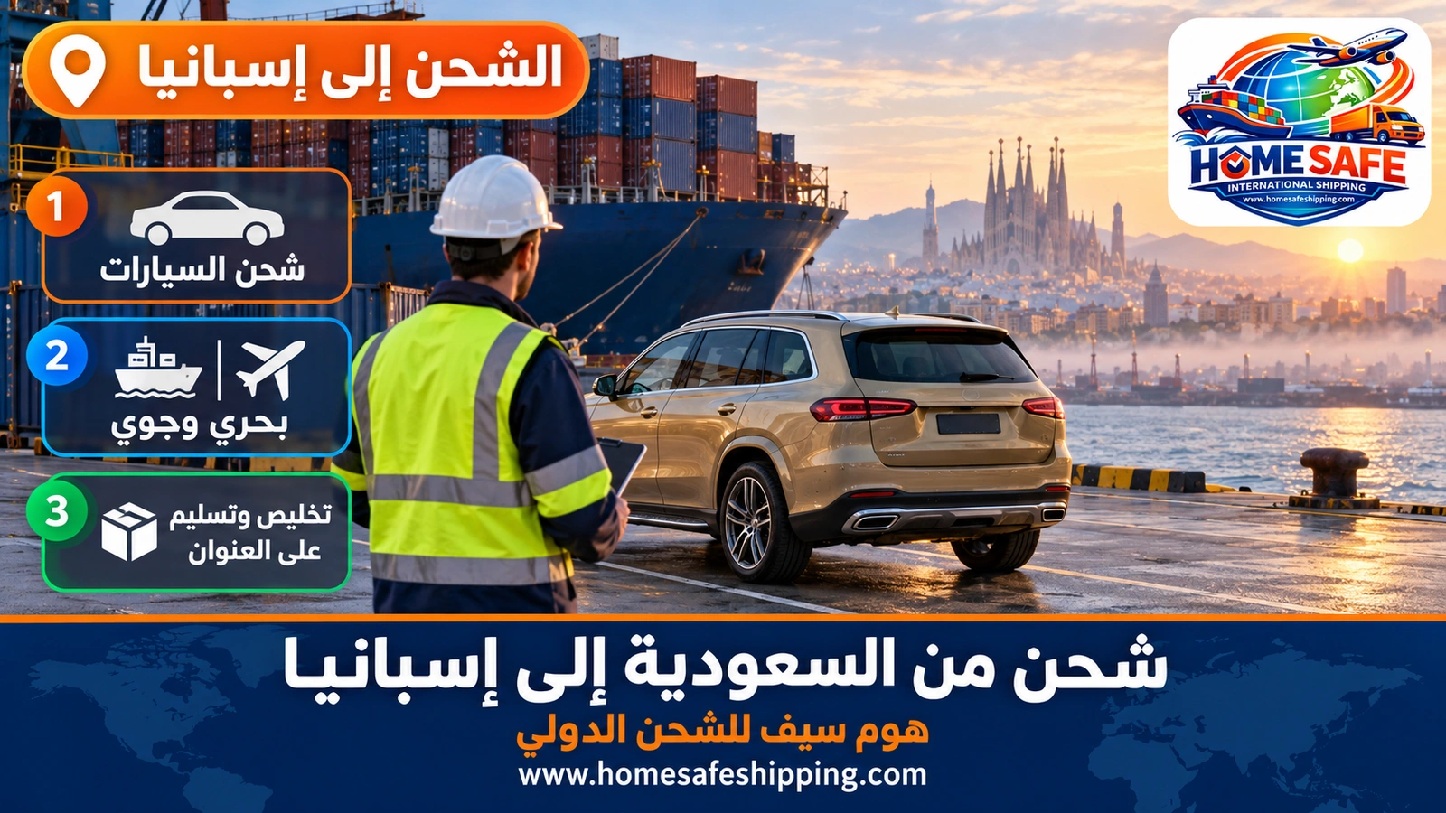 شحن من السعودية إلى إسبانيا