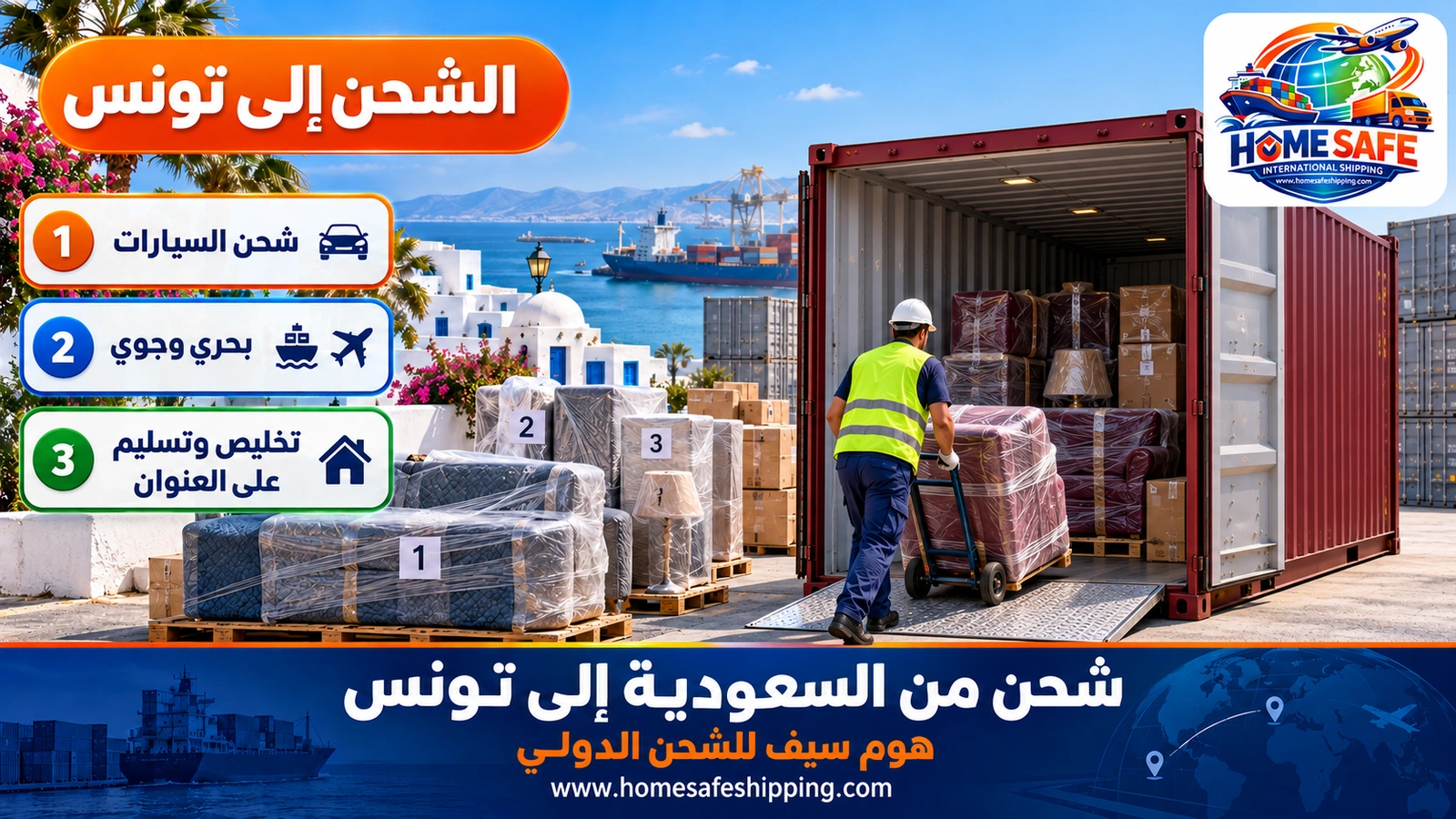شحن من السعودية إلى تونس