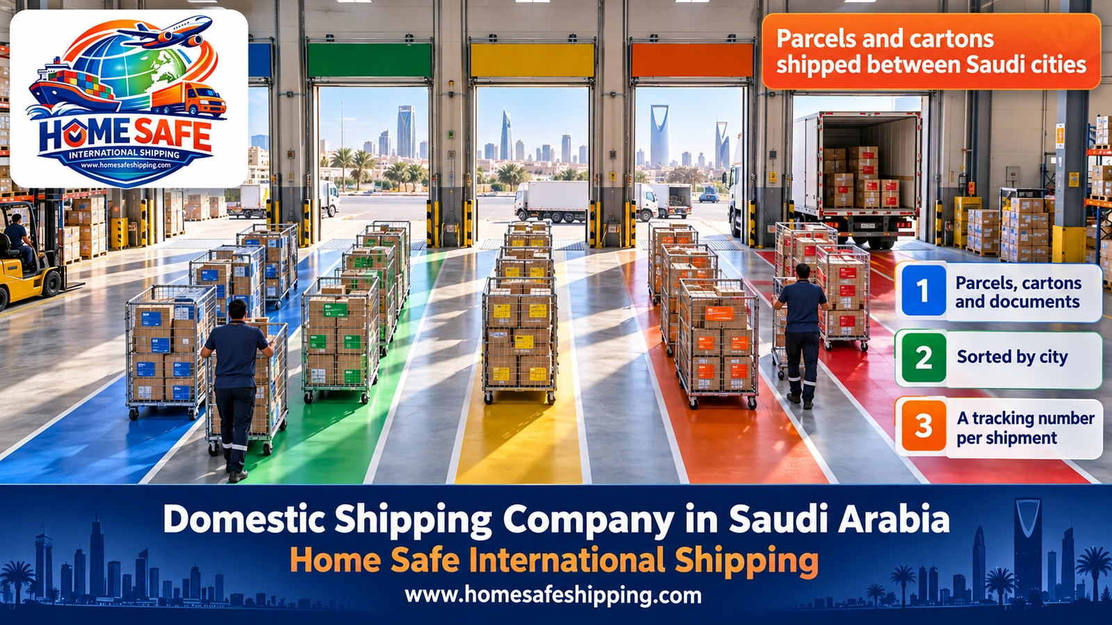 Parcels and cartons shipped between Saudi cities