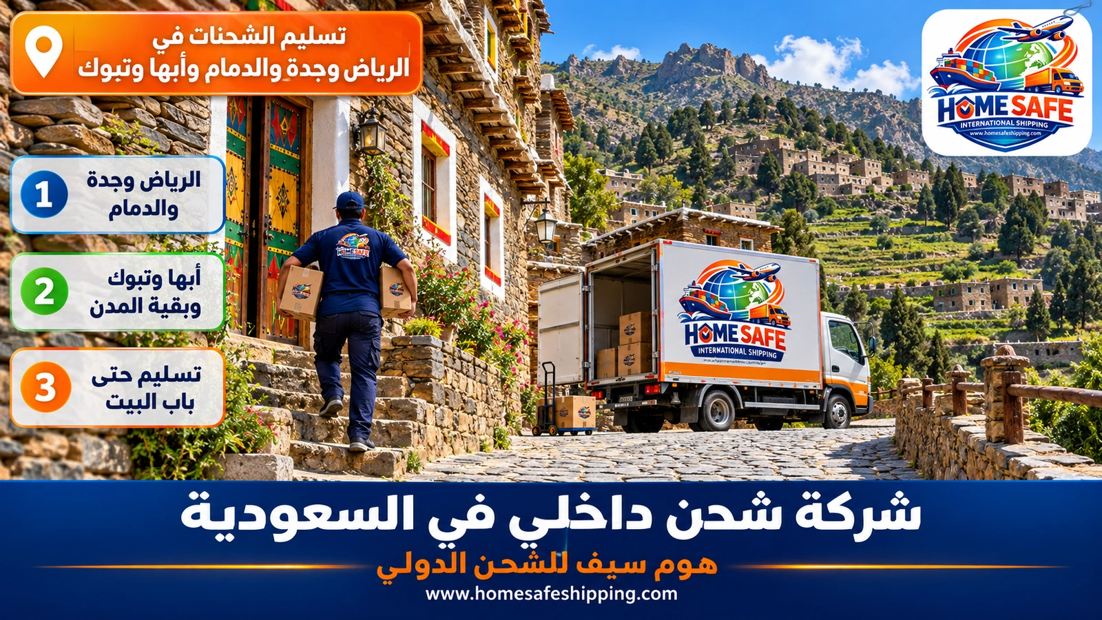 تسليم الشحنات في الرياض وجدة والدمام وأبها وتبوك