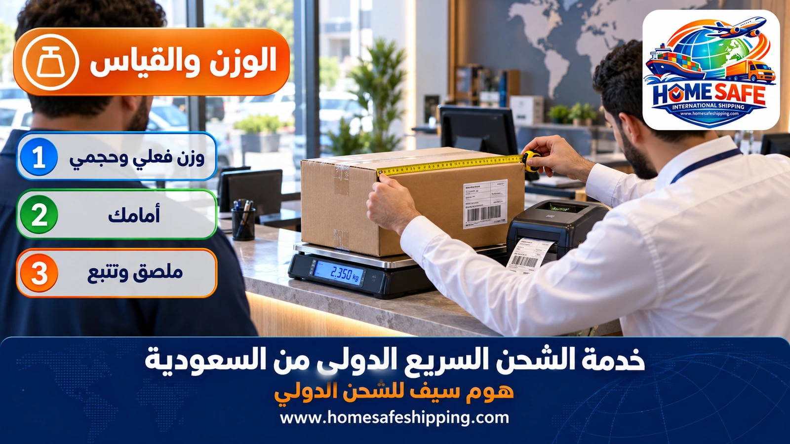 وزن الطرود وقياسها في خدمة الشحن السريع