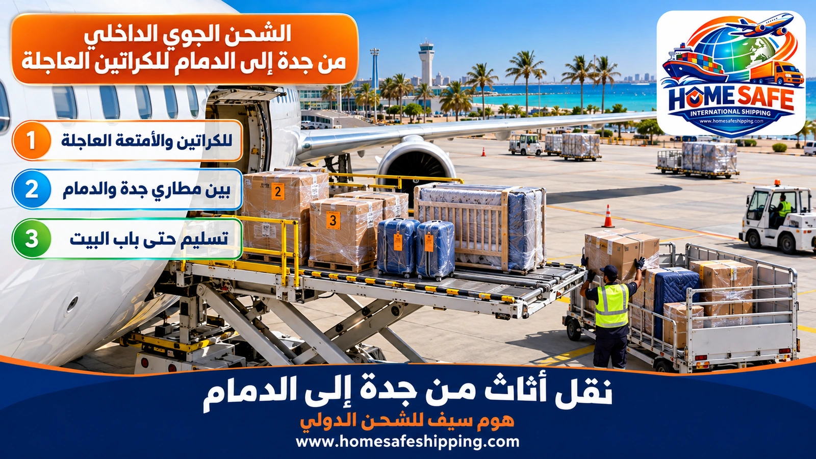 الشحن الجوي الداخلي من جدة إلى الدمام للكراتين العاجلة