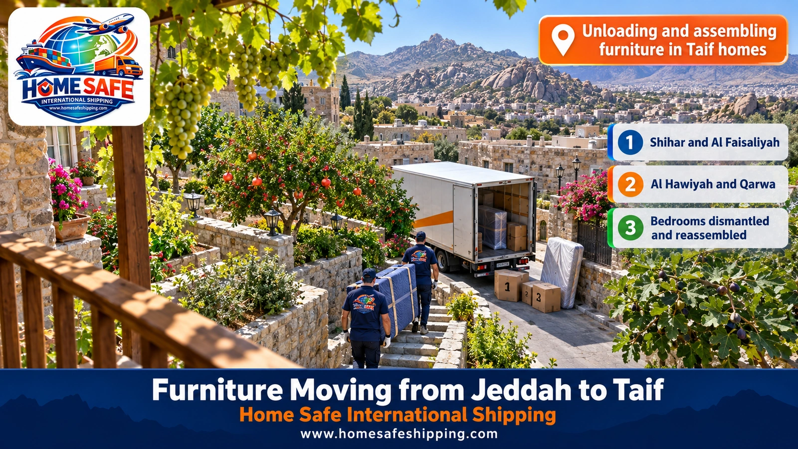 Unloading and assembling furniture in Taif homes