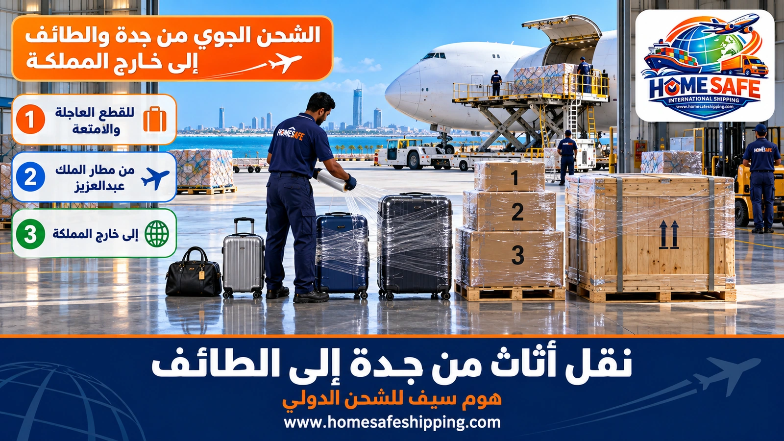 الشحن الجوي من جدة والطائف إلى خارج المملكة