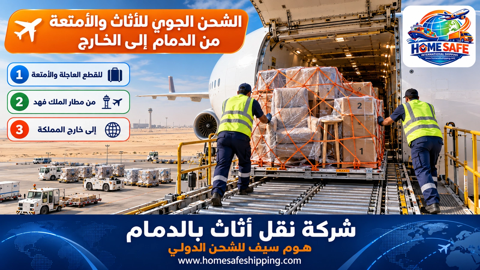 الشحن الجوي للأثاث والأمتعة من الدمام إلى الخارج