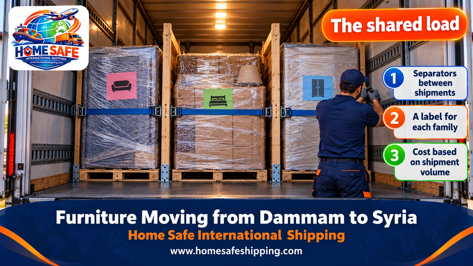 A shared load for moving furniture from Dammam to Syria