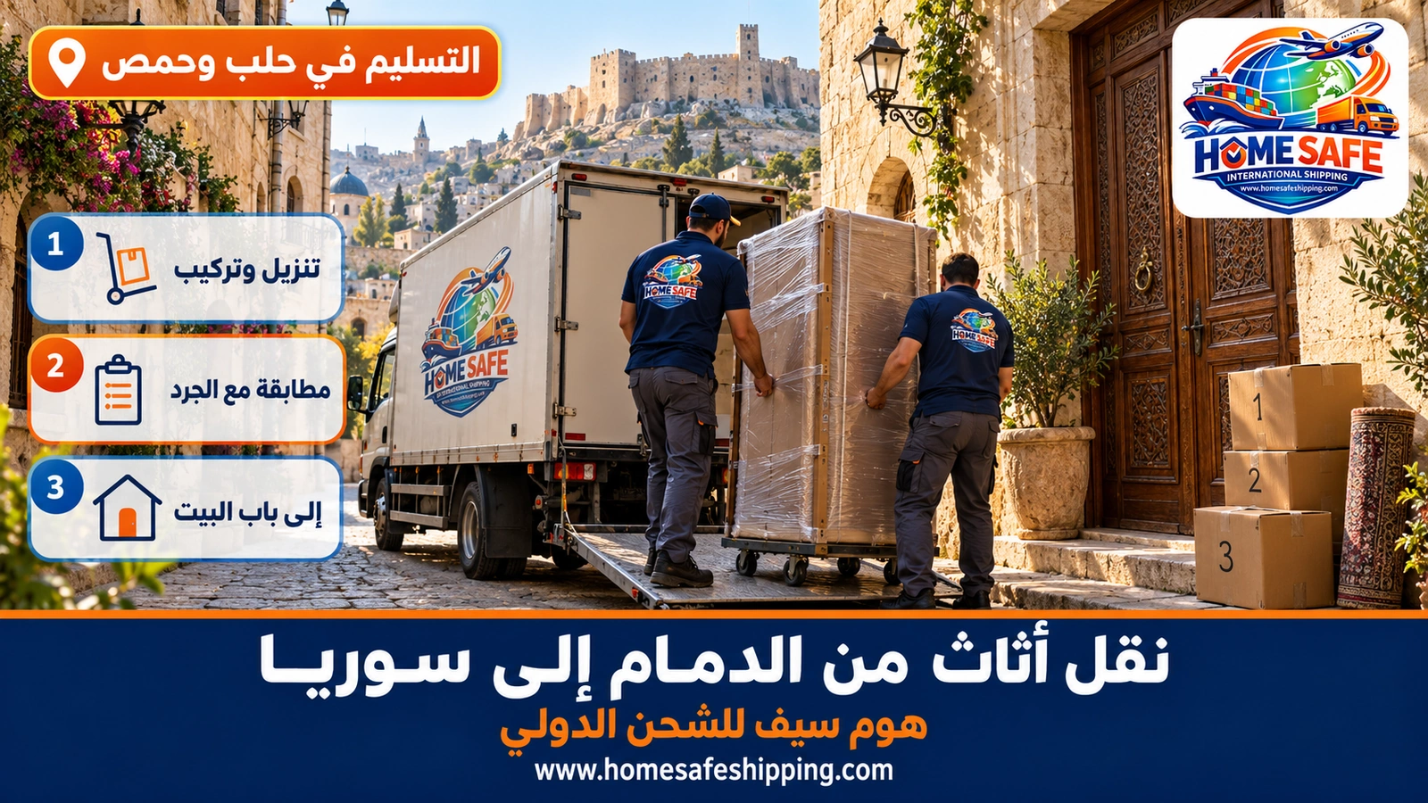 تسليم الأثاث في حلب بعد نقله من الدمام