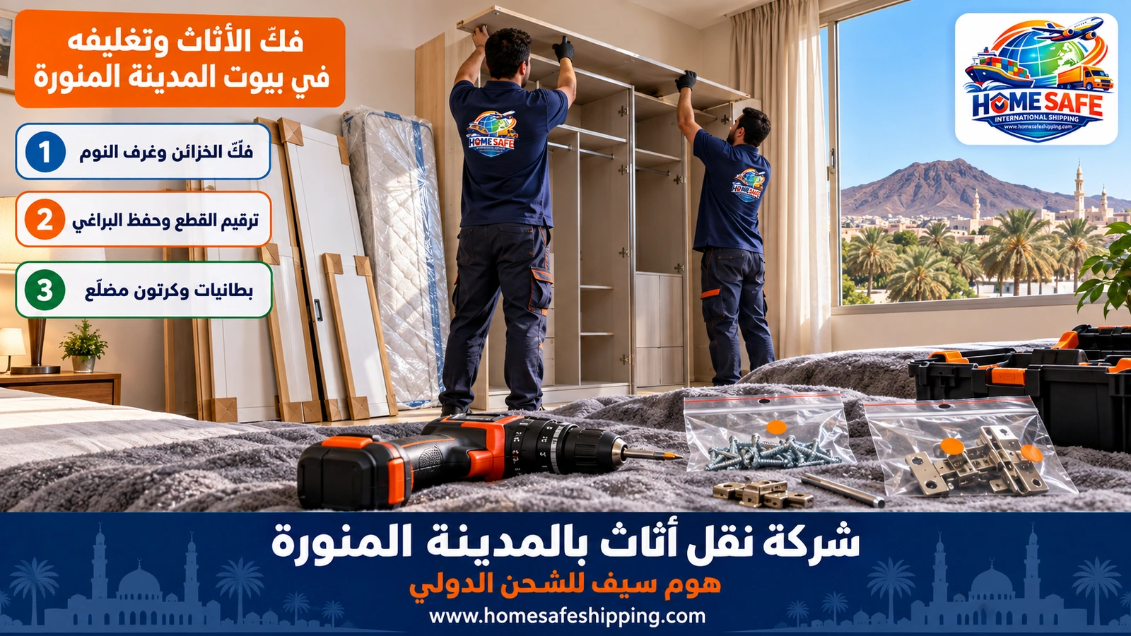 فكّ الأثاث وتغليفه في بيوت المدينة المنورة