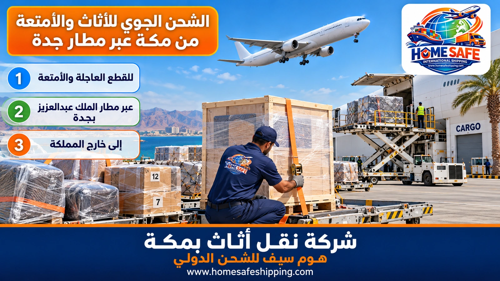 الشحن الجوي للأثاث والأمتعة من مكة عبر مطار جدة