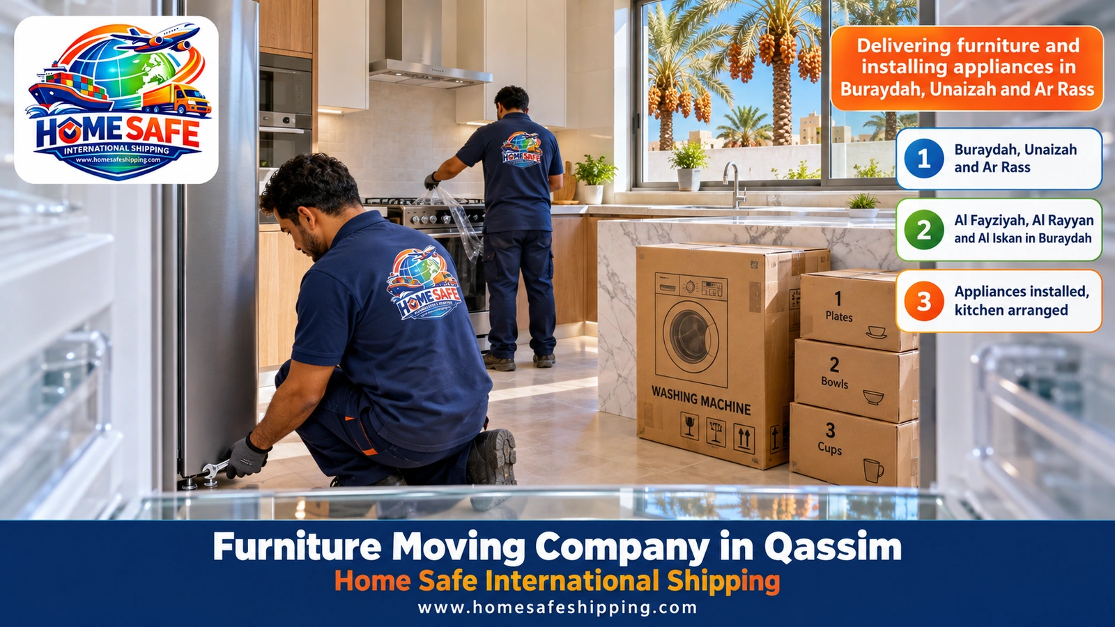 Delivering furniture and installing appliances in Buraydah, Unaizah and Ar Rass