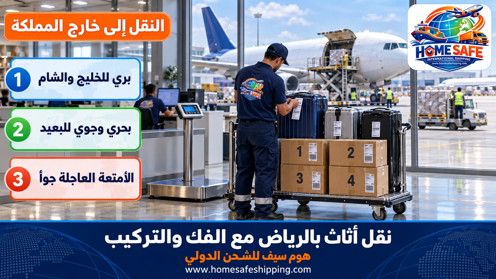 نقل الأثاث والأمتعة من الرياض إلى خارج المملكة