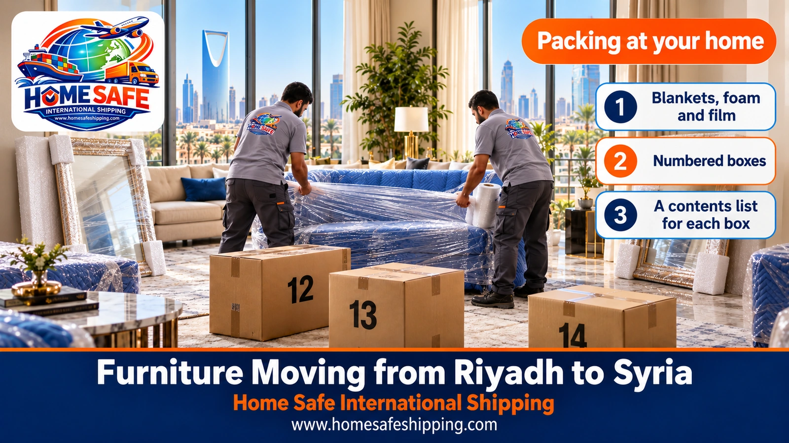 Packing furniture before moving it from Riyadh to Syria