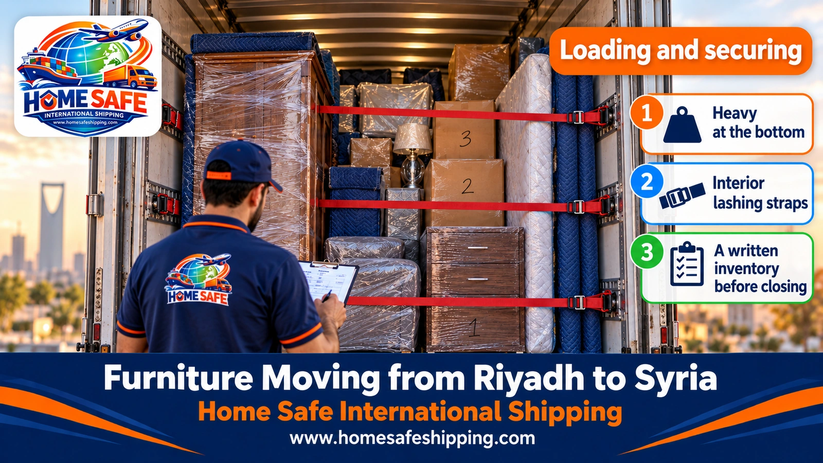 Loading and securing furniture inside the truck