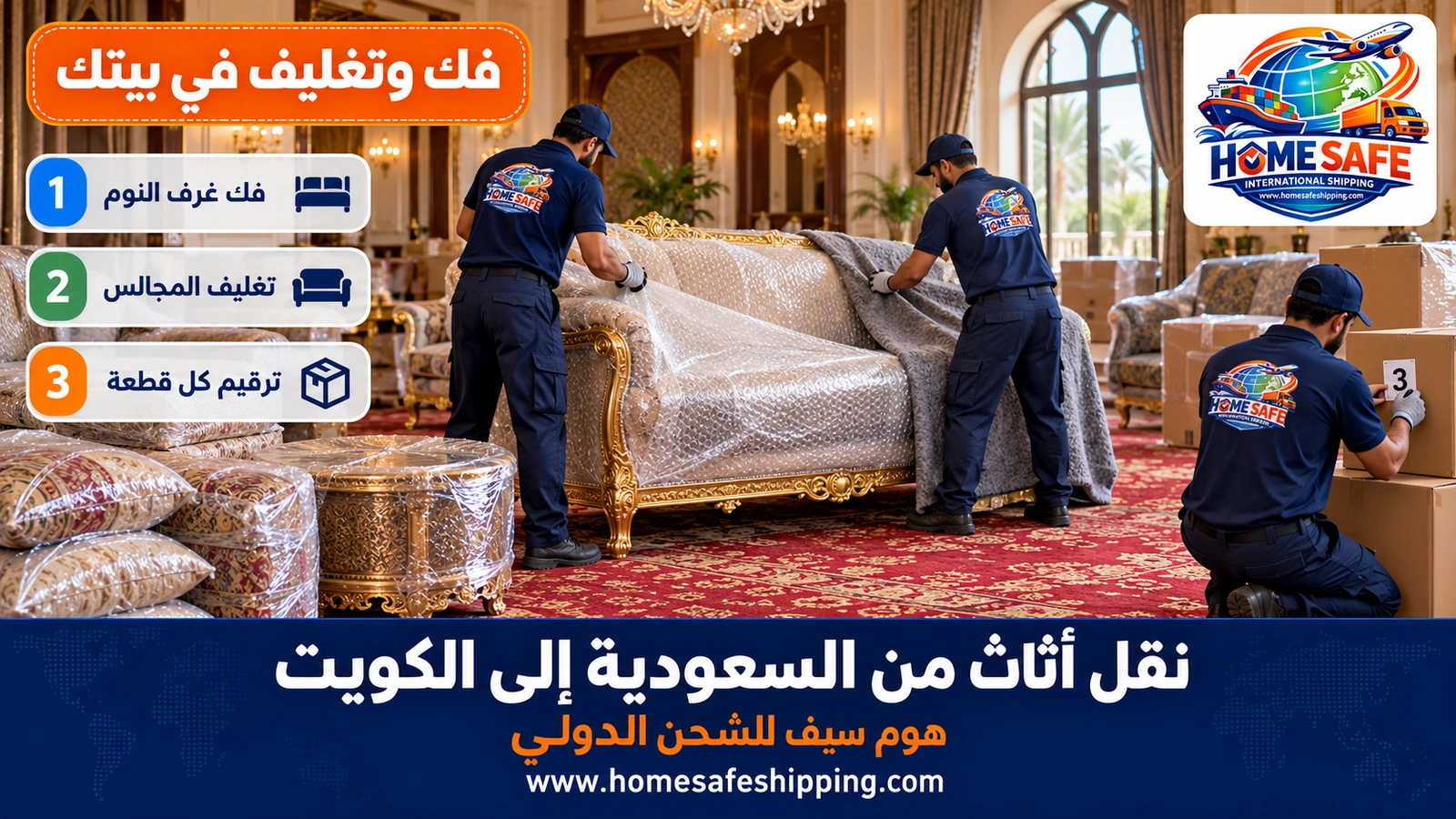 فك وتغليف الأثاث قبل نقله إلى الكويت