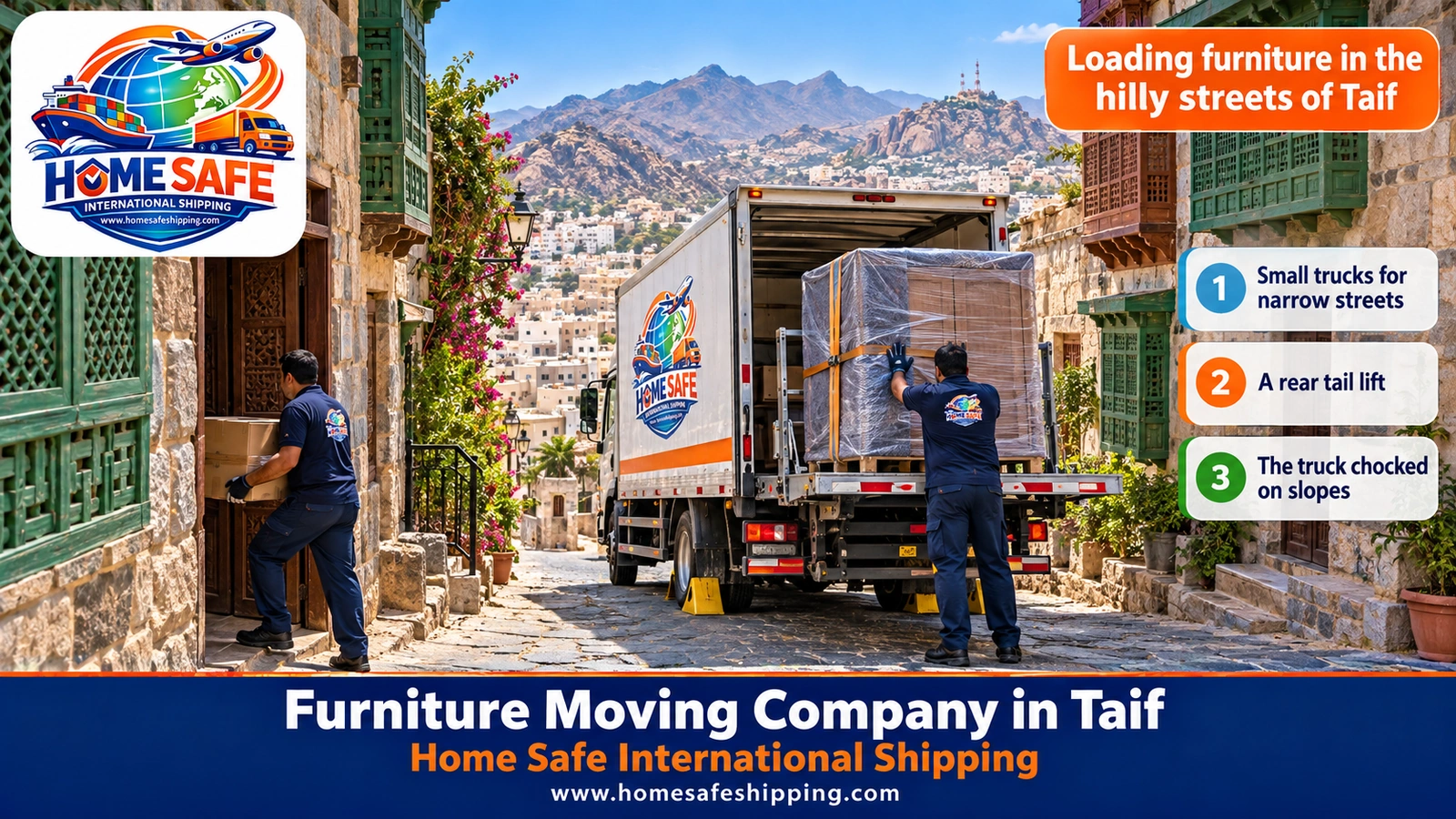 Loading furniture in the hilly streets of Taif
