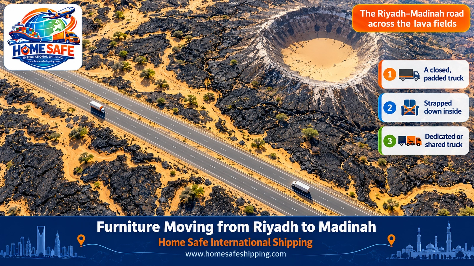 The Riyadh–Madinah road across the lava fields