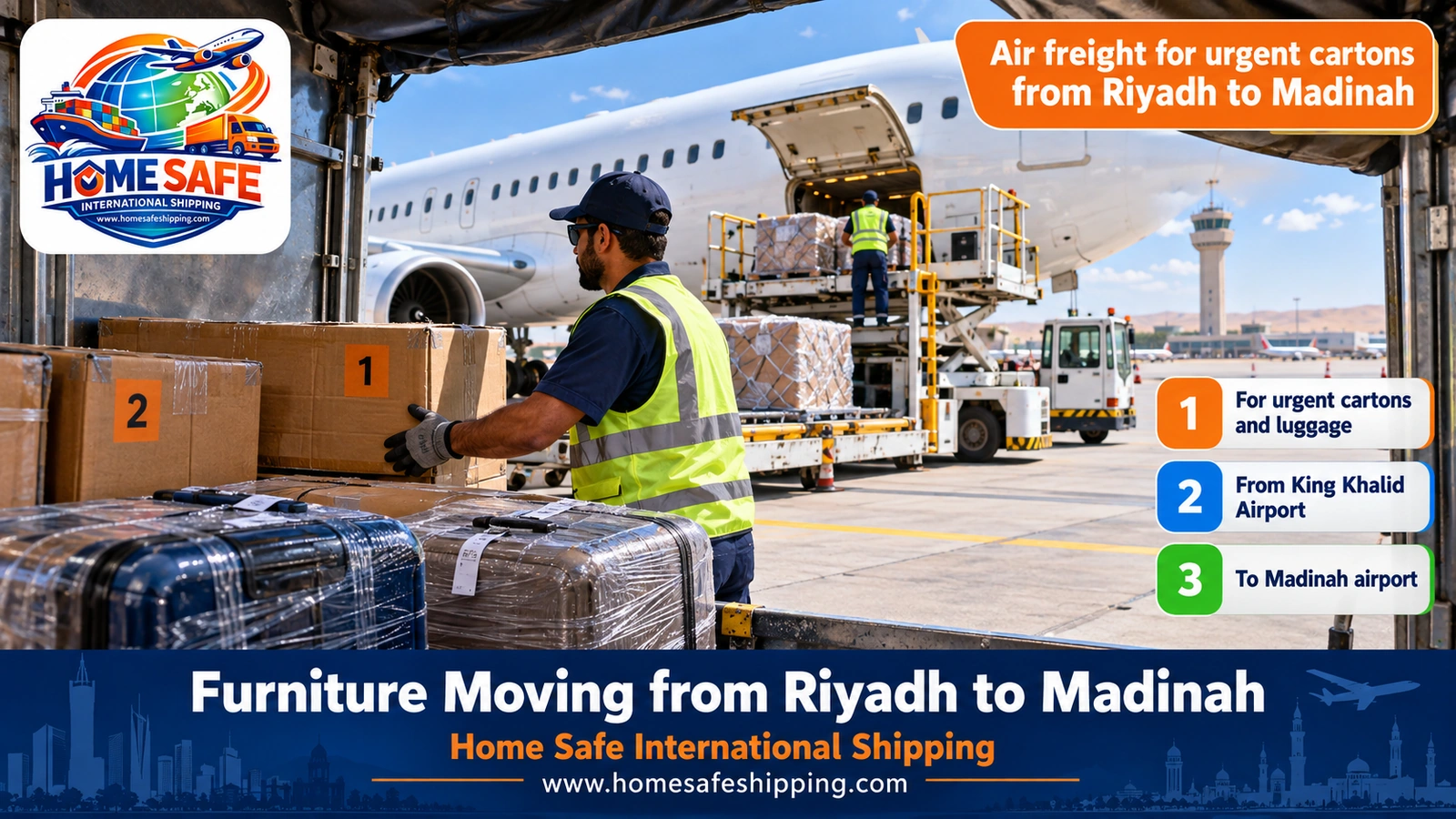 Air freight for urgent cartons from Riyadh to Madinah
